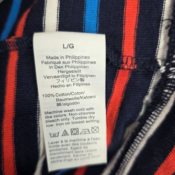 Womens J.Crew Multicolor Striped Cropped Hoodie Shirt Kangaroo Pockets Size L - Picture 3 of 7